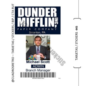 445 Michael Scott - The Office - TARJETA BIP / Sticker BIP / Sticker Cuenta Rut