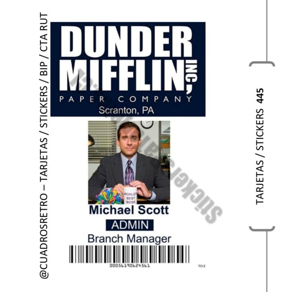 445 Michael Scott - The Office - TARJETA BIP / Sticker BIP / Sticker Cuenta Rut