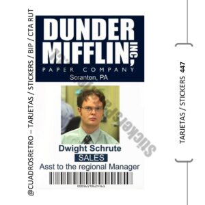 447 Dwigth Schrute - The Office - TARJETA BIP / Sticker BIP / Sticker Cuenta Rut