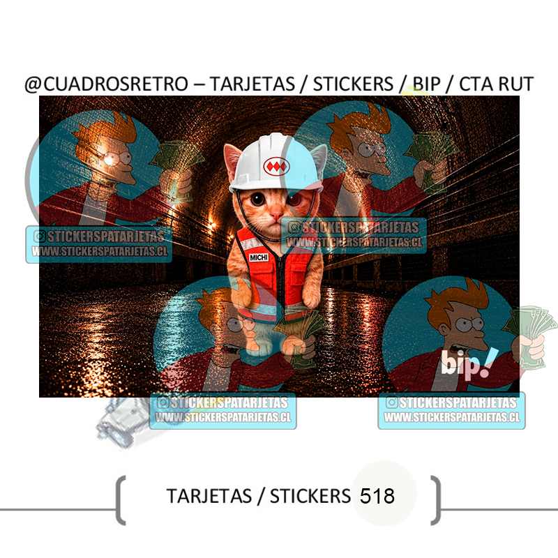 518 Gato Michi – TARJETA BIP / Sticker BIP / Sticker Cuenta Rut
